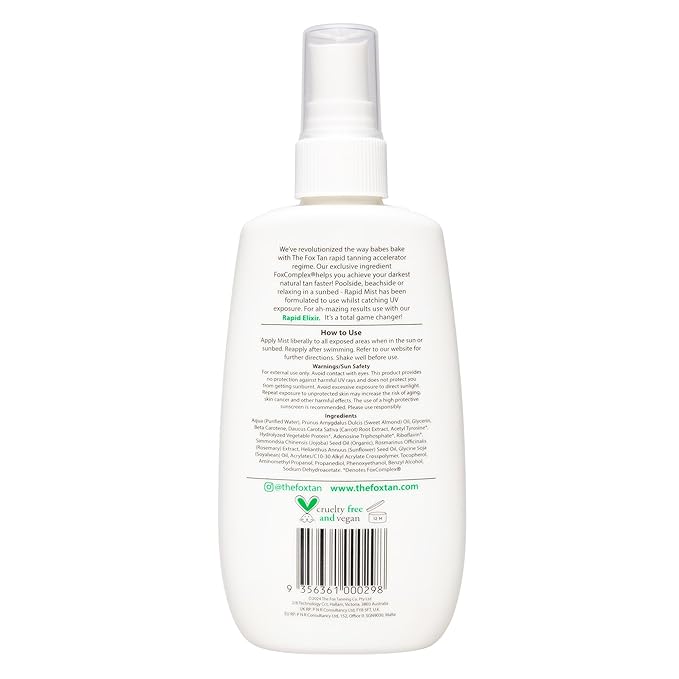 The Fox Tan Fragrance-Free Rapid Tanning Elixir, Tanning Accelerator Lotion For Darker & Faster Tans, Flawless Tans, Vegan & Cruelty-Free, 120mL
