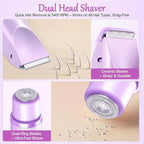 2-in-1 Bikini Trimmer for Women, Bikini Shaver, Dual Head Electric Razor, IPX7 Waterproof Wet/Dry, USB Rechargeable for Pubic/Underarm/Leg, Pink