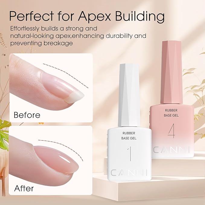 CANNI Rubber Base Gel Nail Polish Set- 6 Pcs 9 Ml Transparent Pink Rubber Base for Nails, Soak Off LED Nail Gel Manicure Kit DIY at Home Salon Gifts