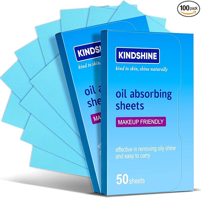 KINESHINE 100P High-Performance Oil Absorbing Sheets for Face - Makeup Friendly Blotting Papers for Oily Skin - Oil Blotting Sheets for Face, Portable Oil Wipes