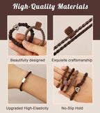 20Pcs Hair Ties -No Damage Seamless Nylon Fabric Bands, Seamless Soft Thick Ponytail Holder Scrunchies Fashion Head Bands for Women Girls(brown 20pcs)