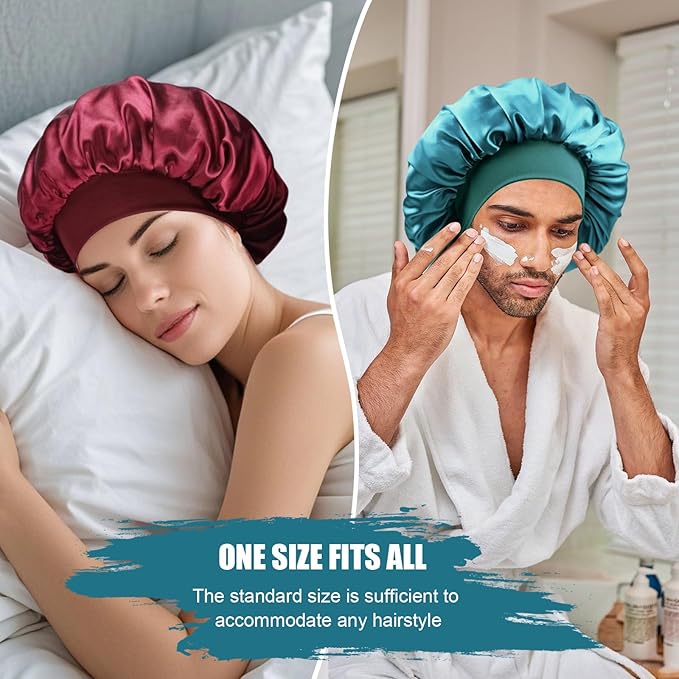 Satin Silk Bonnet for Sleeping, Soft Satin Lined Hair Bonnet for Women, Double Layer Sleep Nightcap