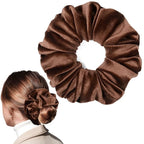 CEELGON Brown Big Velvet Scrunchie 6.5 Inches Jumbo Scrunchies Hair Ties Oversized Ponytail Holder for Thick Curly Hair Extra Large Hair Accessories for Women (Brown)