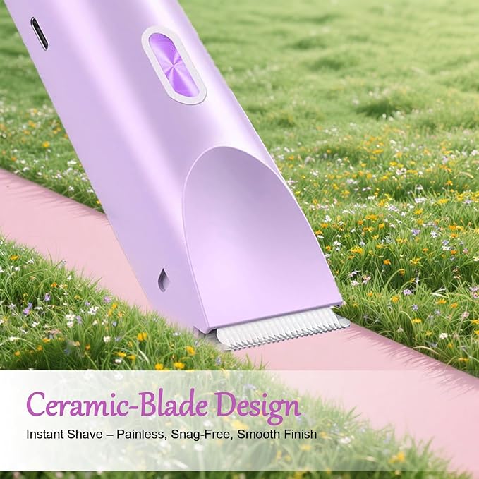 2-in-1 Bikini Trimmer for Women, Bikini Shaver, Dual Head Electric Razor, IPX7 Waterproof Wet/Dry, USB Rechargeable for Pubic/Underarm/Leg, Pink