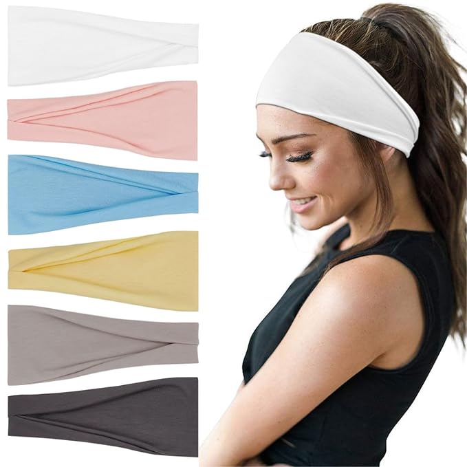 Fashion Headbands For Women Wide Headband Yoga Workout Head Bands Hair Accessories Band 6 Pack