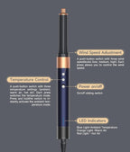 & HR-01 Multifunctional Hair Styler (3+2+2+1) 8-in-1 Integrated Functions: Negative Ion Hair Dryer, Hot Air Styler - No Heat Damage, Quick Drying, Straightening, Curling & Volumizing