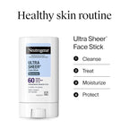 Neutrogena Ultra Sheer Face Sunscreen Stick SPF 60, Sensitive Skin Care, Mess-Free Broad Spectrum Sun Protection, Water Resistant Travel Size Sunscreen for Face, Oxybenzone-Free, .47 oz