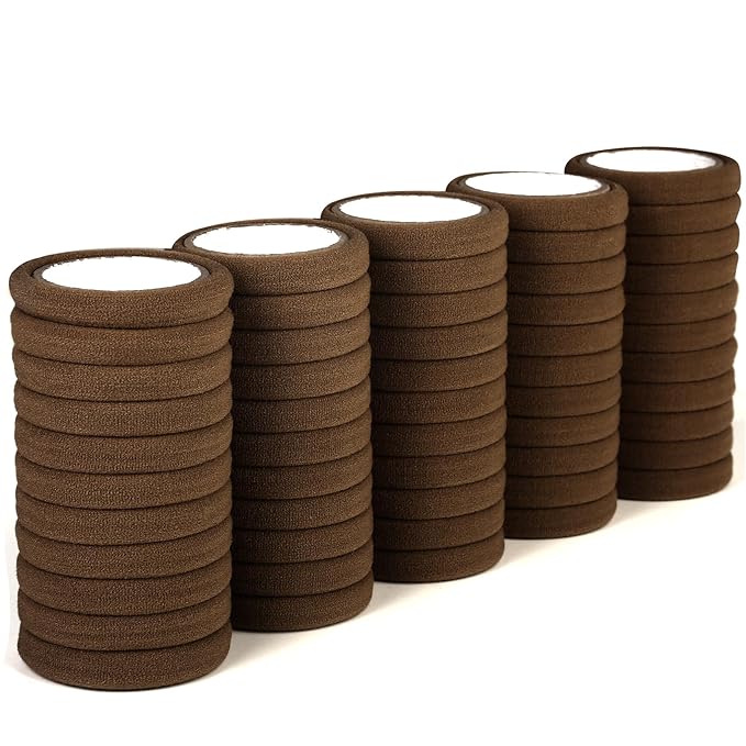 50PCS No Damage Hair Ties for Women, Cotton Elastic Hair Bands, Soft Ponytail Holders, Large Pony Tails Hair Ties, Brown, 2 Inch in Diameter, by Qarwayoc
