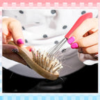 Boao 2 Pieces Hair Brush Cleaning Tool Comb Set 2-in-1 Mini Hair Brush Dirt Remover with Metal Wire Rake for Removing Dust Home and Salon Use (Pink and Gray)