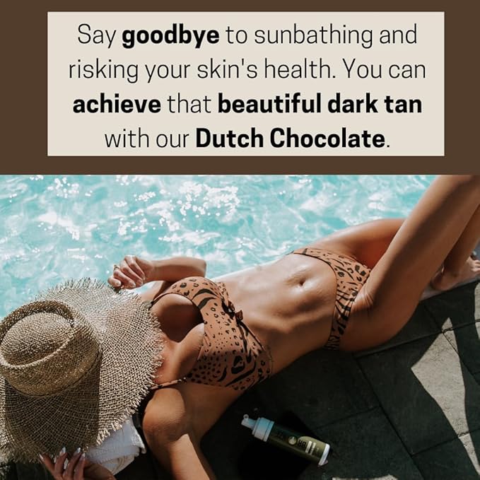 Dutch Chocolate Deluxe Self Tanner Mousse – | Violet Base to Neutralize Orange Undertones | Natural Rich Brown Tan | Vegan & Cruelty-Free | Fast Dry | Hydrating with Hyaluronic Acid