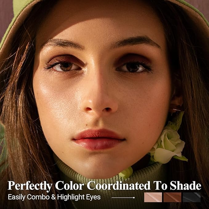 Brown Eyeshadow Stick Makeup Set 3PCS, Neutral Shimmer And Matte Cream Eye Shadow Palette, Metallic Bronze Smoky Eyeliner Brightener Crayon Kit, Ideal Gift for Women -Cocoa Island Matte