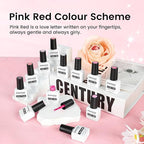 JODSONE 12 PCS Gel Nail Polish Base Coat and Top Coat Red Pink High Gloss Fashion Women Gifts