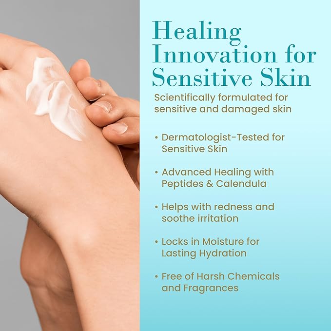 RemeVerse Radiation Cream – Unscented, Gentle, Hyaluronic Acid, Peptides & Calendula Cream for Burns, Soothing Skin and Hydrate Sensitive Skin, Radiation Treatment Skin Care – 6 fl oz