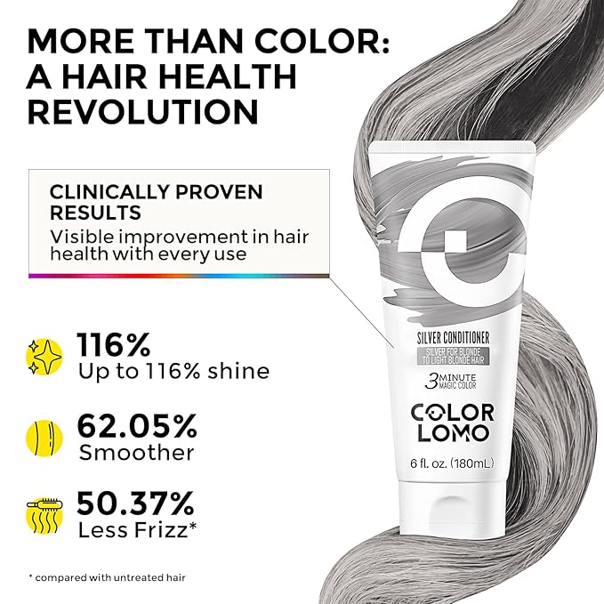 Semi Permanent Hair Color - 6 oz Color Depositing Conditioner with Shea Butter & Almond Oil- Color Conditioner Depositing Hair Mask - Vegan, Paraben, Ammonia & Sulfate Free-Silver