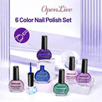 10ml 6 Colors Nail Polish Set Dark Green Pink Glitter Deep Blue Series Nail Polish Gifts for Women