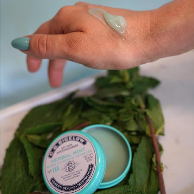 C.O. Bigelow Assorted Salve Tins, Pack of 3 Lip Balm Tins, Coco Vanilla, Apple, and Herbal Mint All Purpose Salve for Lips, Cuticles, Hands & Dry Skin, Lip Balm Set, 0.8 oz