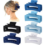 3.5 Inch Medium Hair Claw Clips 6 Pack Hair Clips for Women Square Rectangle Claw for Hair Banana Jaw Clips Hair Accessories for Girls (Blue)