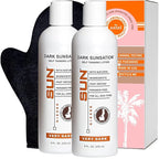Sun Laboratories By Giesee Dark Sunsation Self Tanning Lotion 8 oz 2 Pack with Tanning Mitt - Organic Self Tanner, Sunless Tanner, Sun Labs Very Dark Tanning Lotion, Self Tanner with Mitt