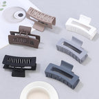 Square Hair Clips 3.5 Inch Medium Claw Clips Rectangle Hair Claw Clips 6 Pack Rubber Paint Jaw Non-Slip Thick Hair Accessories for Women Girls -Brown Grey