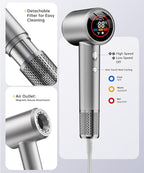 High-Speed Ionic Hair Dryer with Diffuser, 150,000 RPM Brushless Motor Blow Dryer for Fast Drying & 500M Negative Ionic Frizz Control, Low Noise Compact Hair Dryer for Women Home Travel Salon