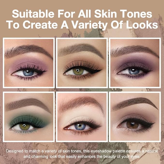 evpct 6 Colors Mauve Eyeshadow Palette Matte, Mauve Taupe Rosy Brown Eggplant Purple Forest Green Vanilla Nude Brown High Pigment Mini Travel Eye Shadow Palette Makeup for Older Women, Built in Mirror