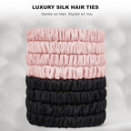 8Pcs Silk Scrunchies Hair Ties for Women & Girls, Mulberry Silk Scrunchies No-Damage Thin Satin Ponytail Holders for Hair Care(Clolor 06)