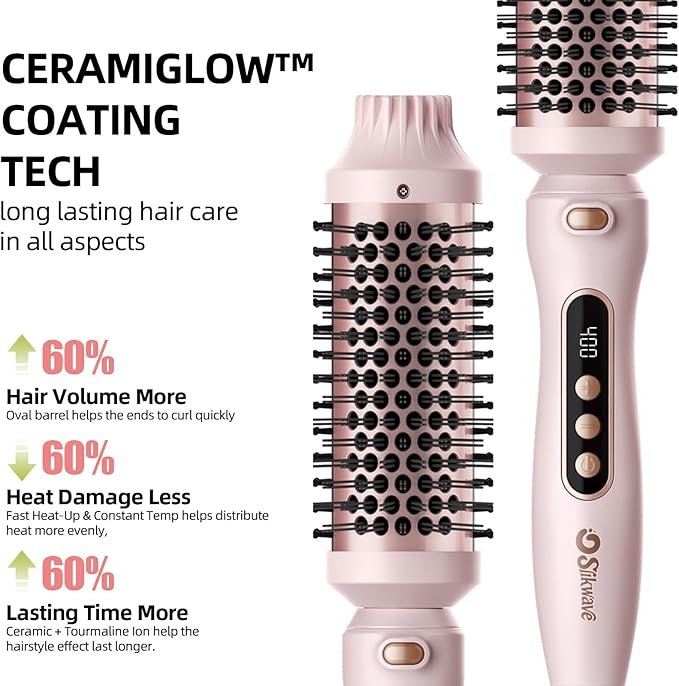 Thermal Brush, 1.7 Inch Heated Round Brush for Women, Dual Voltage Negative Ion Hot Brushes Styler for Blowout Look, Curling & Volumizing & Straightener for Dry Hair