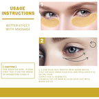 24K Gold Under Eye Patches - Hydrating Anti-Wrinkle Masks with Hyaluronic Acid, Vitamin C - Reduce Dark Circles, Puffiness - Firming, Brightening Treatment - 60PCS - All Skin Types