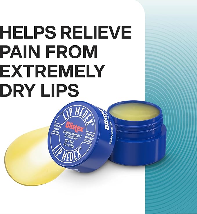 Blistex Lip Medex, 0.25 Ounce, Medicated Relief with Immediate Cooling, Soothes and Protects, Advanced Hydration, Restores Healthy Moisture Balance to Lips, 12 Pack