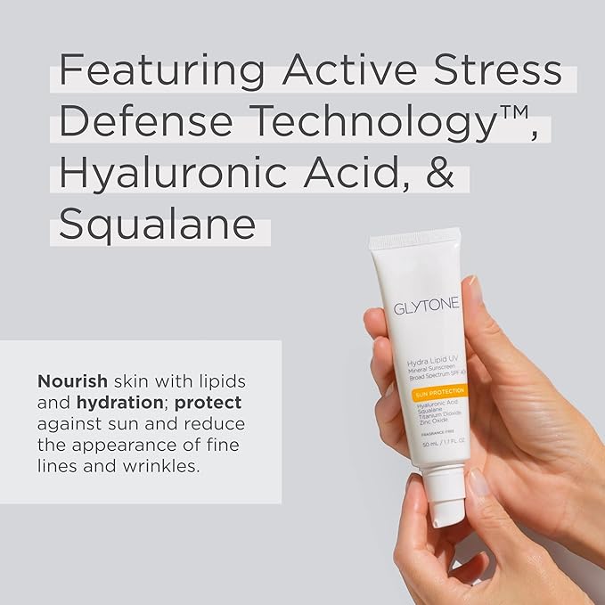 Glytone Hydra Lipid UV Mineral Sunscreen | Broad Spectrum SPF 40+ Daily Face Sunscreen | Hydrating Sunblock With Hyaluronic Acid, Squalane, Titanium Dioxide & Zinc Oxide | 1.7 fl. oz