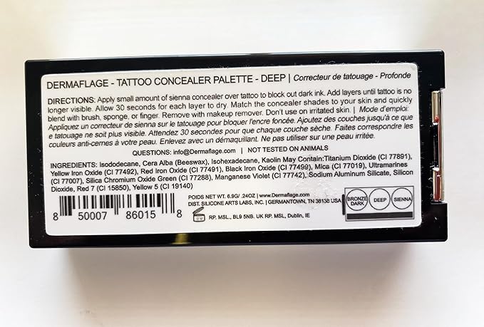 Tattoo Cover Up Makeup, Bruise Concealer, Waterproof, Smudge proof, 3 colors + brush, by Dermaflage, 6.9g/.24oz