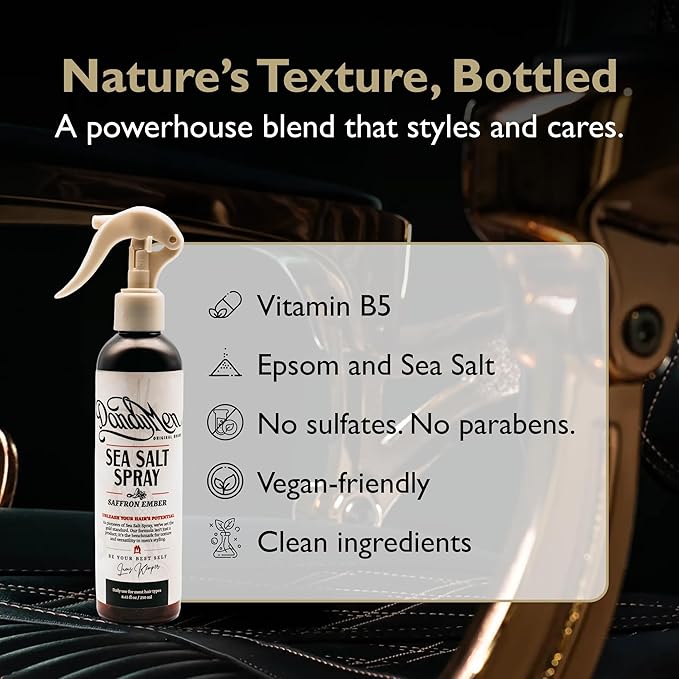 Sea Salt Spray – Lightweight Texture, Volume, and Flexible Hold with Epsom Salt & Pro-Vitamin B5 (8.45 oz, Saffron Ember)