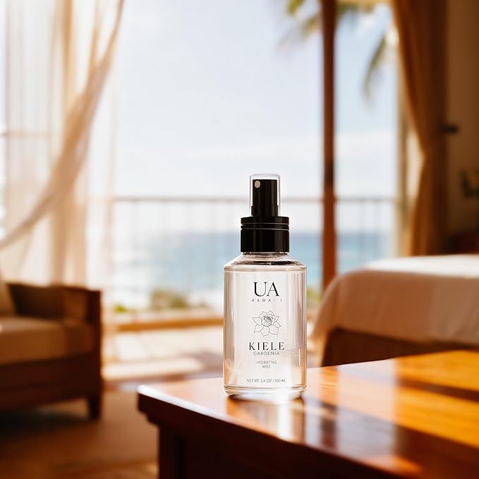 Kiele Gardenia Body and Hair Mist from Hawaii, Hair Perfume for a Light, Hydrating Refresh, Body Mist for Women and Men, Alcohol-Free, With Moisturizing Hyaluronic Acid & Glycerin, 3.4 oz