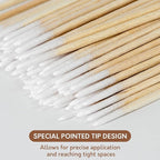 200PCS Pointed Cotton Swabs - 4 inch Microblading Precision Tip Cotton Swabs with Wooden Sticks - for Makeup, Tattoo Permanent Supplies