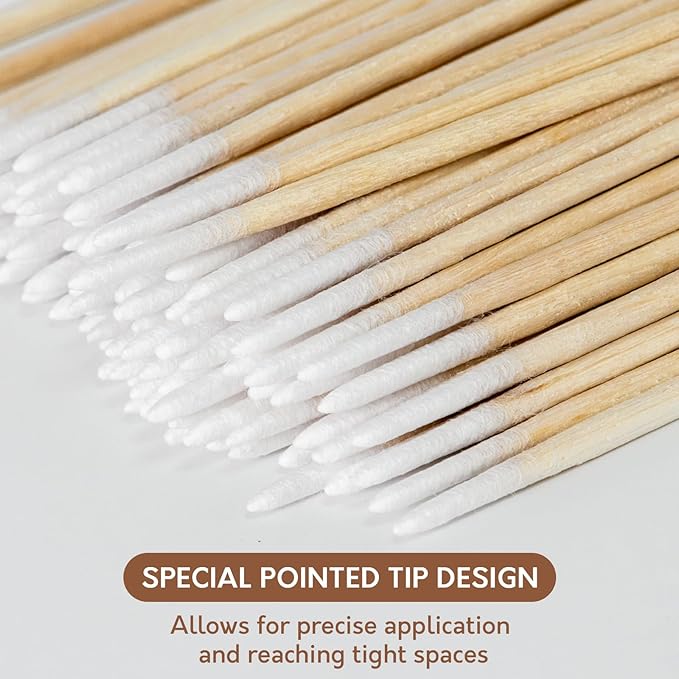 2200PCS Pointed Cotton Swabs with Storage Case - 4 inch Microblading Precision Tip Cotton Swabs with Wooden Sticks - Micro Tips for Makeup Eyelash Extensions Nail Art Supplies