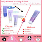 Body Glitter Face Glitter Gel: Singer Concerts Disco Festival Rave Accessories Face Glitter Makeup Chunky Sequins Mermaid Face Body Hair Glitter Gel (White&Silver&Blue)