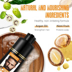 Mens Beard & Mustache Dye Shampoo, Instant 100% Grey Hair Coverage, 3 in 1 Brown Beard Color Shampoo for Men Facial Hair, Easy to Use & Dermatologist Tested, 200ML