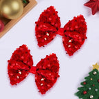 Velvet Sequin Hair Bows Elegant Red Bow for Women Girls, 4in Glitter Handmade Hair Clips Alligator Clips Sparkly Ponytail Holder Hair Accessories for Christmas, Birthday Party, Wedding, Valentines