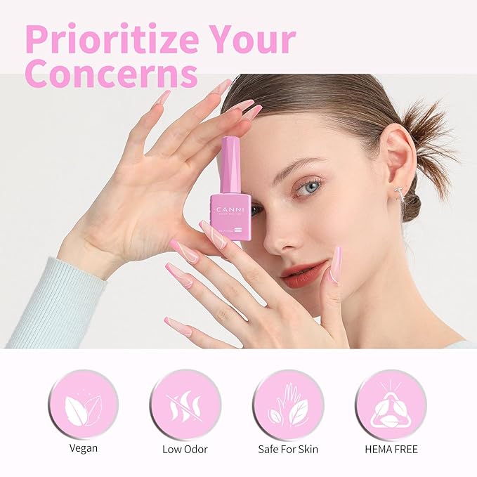 CANNI 6 Colors 9 ML Hema-Free Pink Gel Nail Polish Set, Hot Pink Purple Yellow Orange Kit, Soak Off LED Nail Gel Manicure Kit DIY at Home Salon Gifts