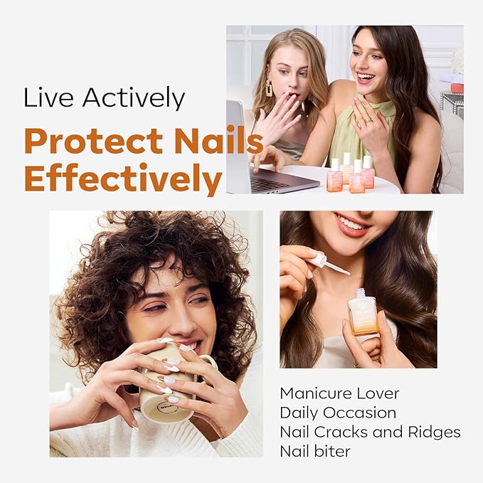 modelones Nail Strengthener and Growth Glitter Dark Brown Nail Polish Nail Repair for Damaged Nails Hardener Extra Strong and Growth Nail Care Gifts for Women Nail Ridge Filler 15ml