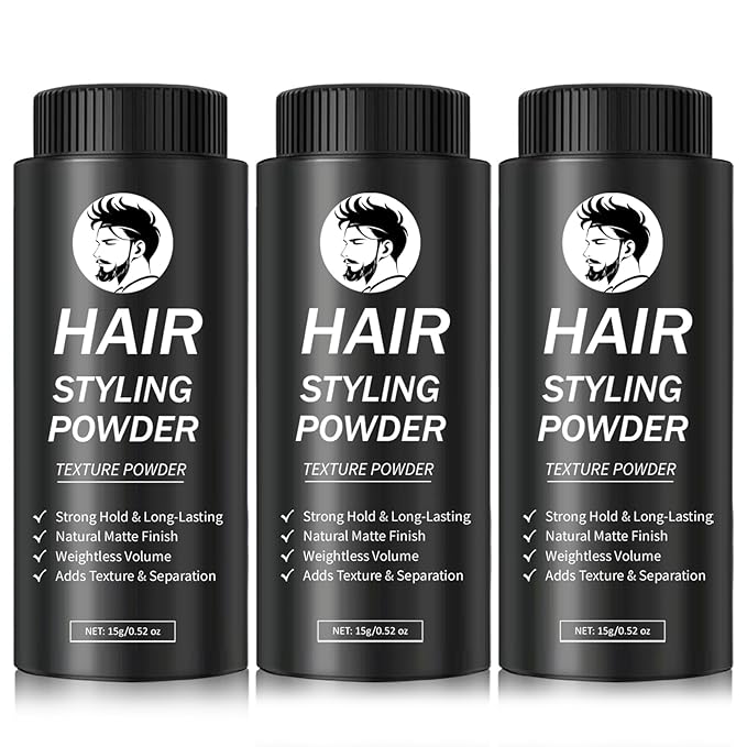 DAMUSI Hair Styling Powder for Men & Women - Volumizing and Texturizing Powder Matte Finish Natural Look Mattifying Hair TexturePowder All-Day Hold(3PCS)