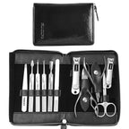 Manicure Kit, FAMILIFE Professional Manicure Set Nail Kit, 11 in 1 Stainless Steel Nail Clippers Set, with Portable Black Leather Travel Case Luxury Gifts for Him