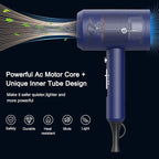 Slopehill Professional Ionic Hair Dryer, Powerful 1800W Fast Drying Low Noise Blow Dryer with 2 Concentrator Nozzle 1 Diffuser Attachments for Home Salon Travel (Prussian Blue)