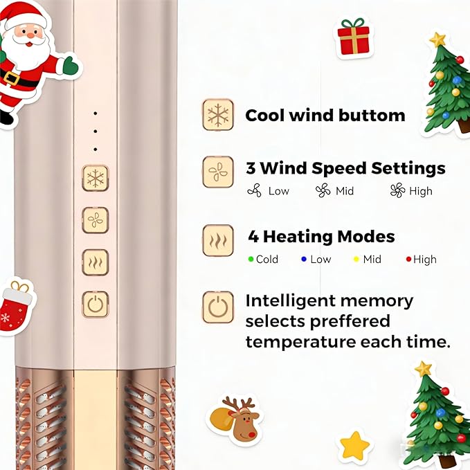 6 in 1 Hair Styler,110-120V Hair Dryer Brush,110,000 RPM High-Speed,Negative Ion & 4 Adjustable Temp Hot-Air Hair Brush,Detachable Hot Air Styler Set for Women (Pink Gold)