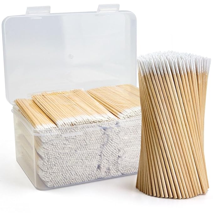 2200Pcs Pointed Cotton Swabs in Storage Box - Precision Microblading Cotton Swabs with Wooden Sticks for Makeup, Cleaning Nail Polish, Eyebrow, Tattoo Permanent Supplies, Craft