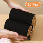 80pcs Black Thick Hair Ties for Women, 2.36 IN Large No Metal Ponytail Holders, Heavy Duty Elastic Hair Bands, Durable No Damage Hair Elastics for Thick & Curly Hair, Strong Hold