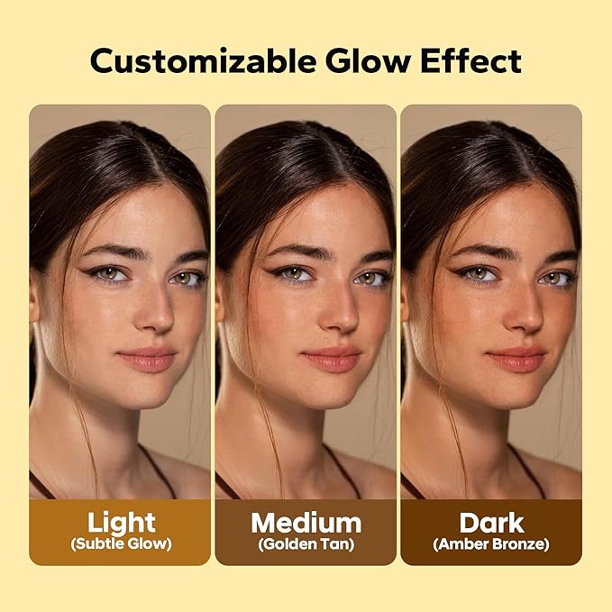 Facial Self Tanning Drops (1 Fl Oz), Tanning Drops for Face & Body, Gradual Bronzing Effect, Lightweight Tanner for Sensitive Skin, Natural Sun-Kissed Glow, Medium Shade