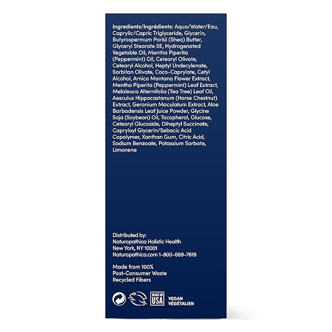 Naturopathica Mighty Mint Rescue Cream, Moisturizing Body Lotion with Peppermint & Menthol to Cool & Revive Skin, Soothing Relief for Sore Muscles, 4.2 fl oz