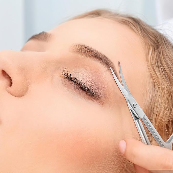 2 Pack Stainless Steel Cuticle Scissors Extra Fine Curved Blade Multi-Purpose Grooming Scissors for Manicure Pedicure Eyebrow Nail Eyelash Beards, Silver