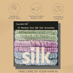 Suncdelv Silk,100% Silk Scrunchies for Hair,22 Momme Hair Ties for Anti-Crease & Breakage,Natural Women Hair Accessories，Fashion Hairbands 6PCS(Light Green, Light Purple, Light Blue)